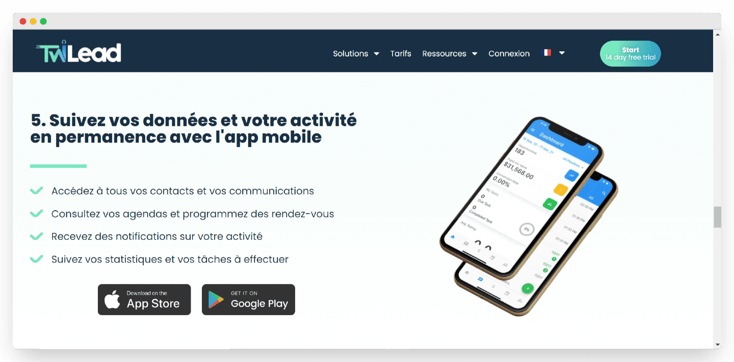 L'application mobile Lead Connector de Twilead