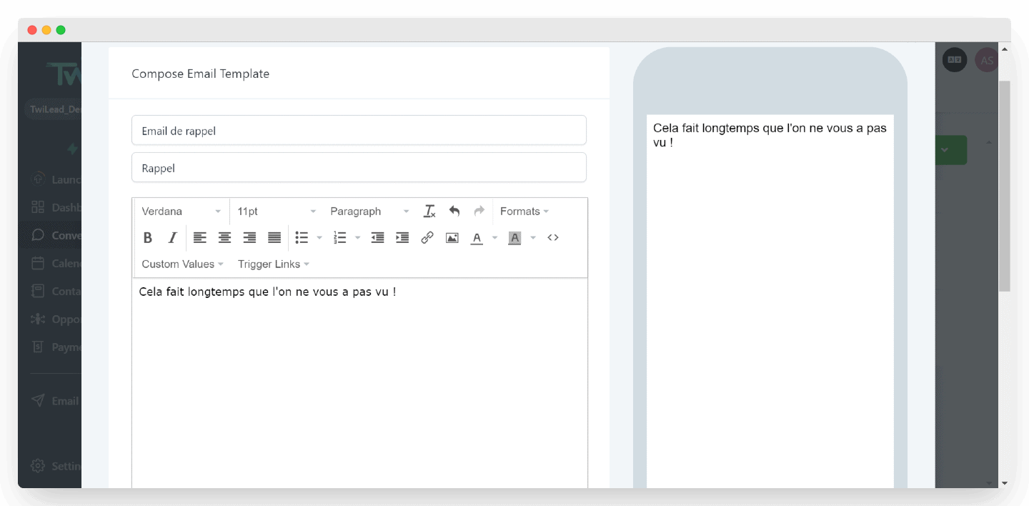 Les templates de messages de Twilead