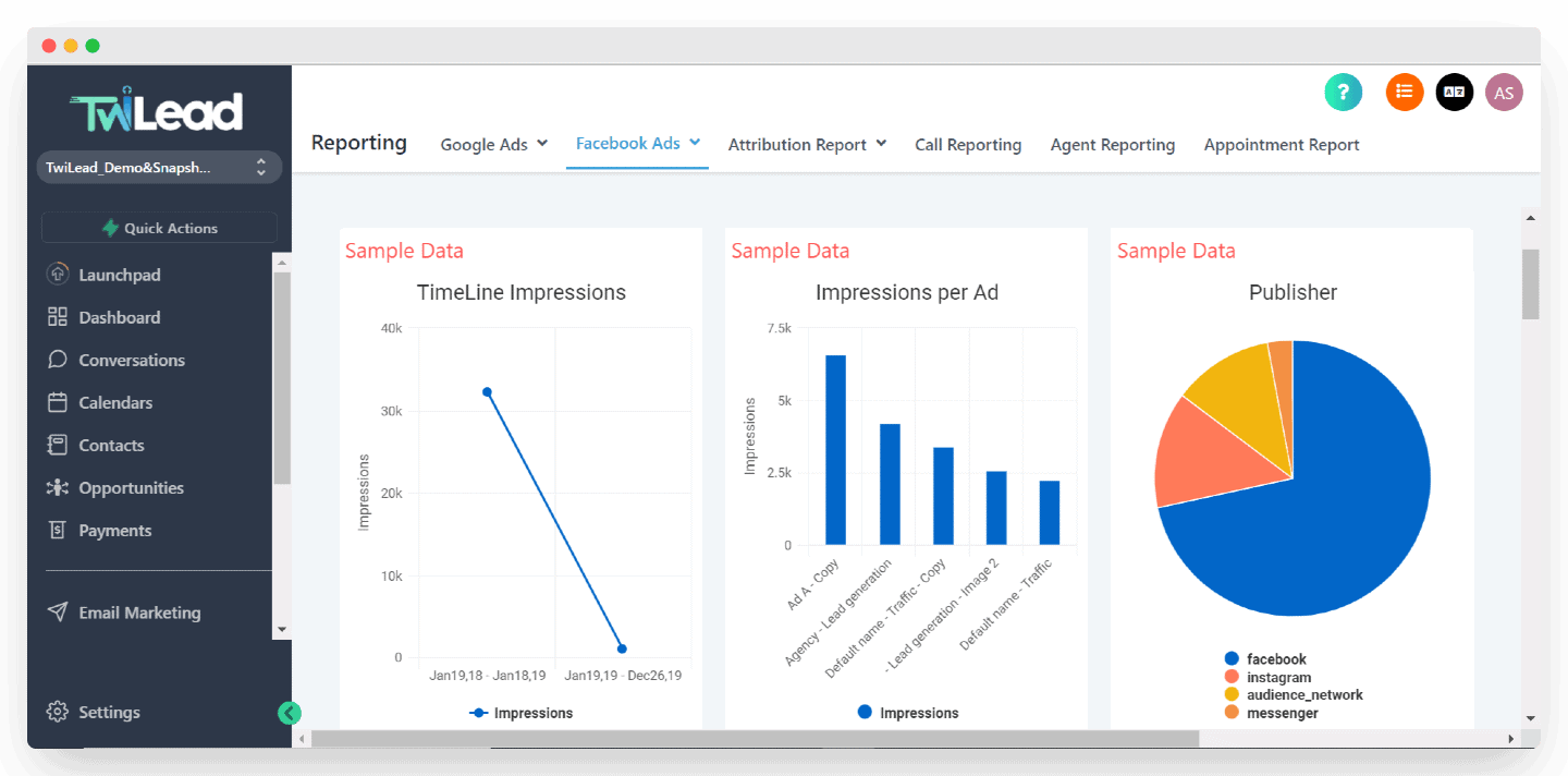 L'intégration de Twilead aux comptes Google Adwords et Facebook Ads