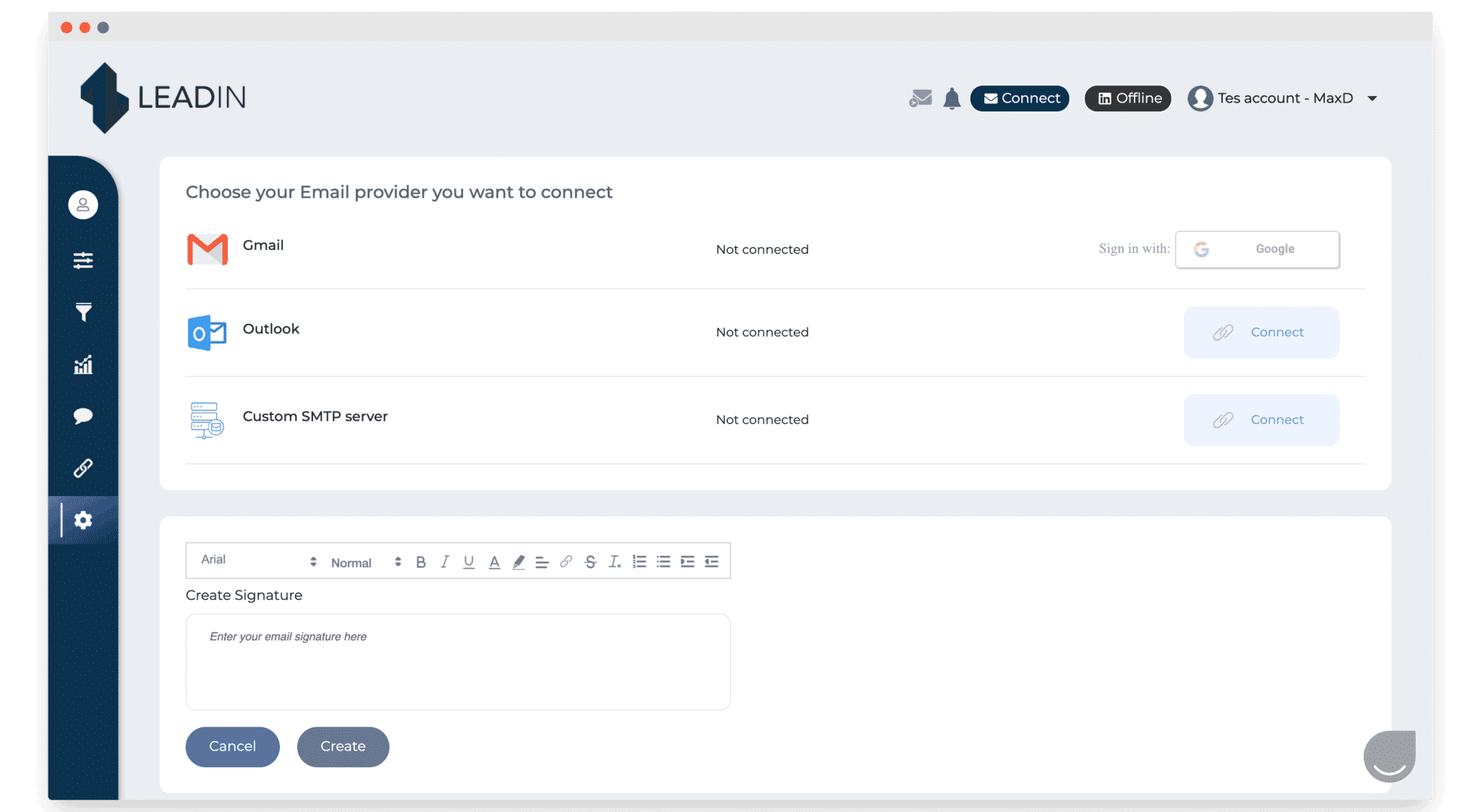 La signature d'email personnalisée dans Leadin