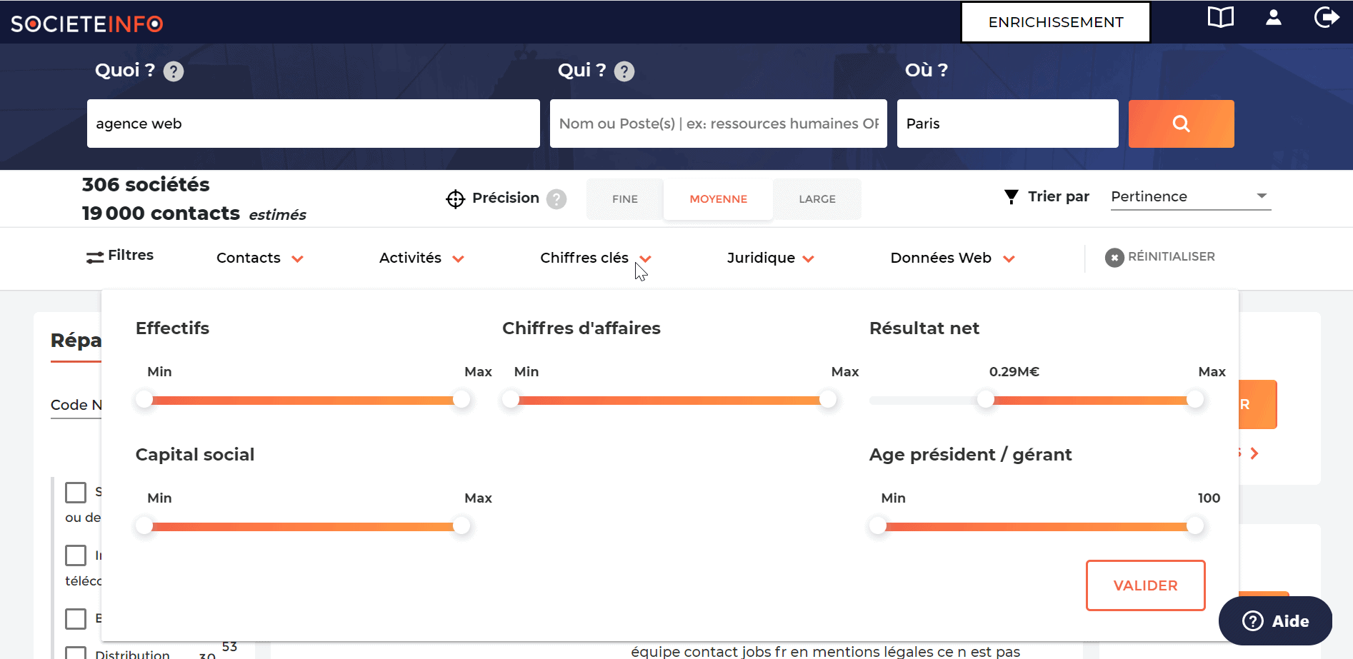 Societeinfo filtres