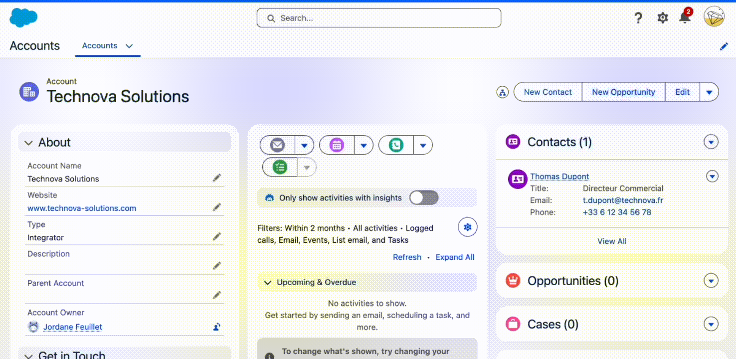 dados de conta salesforce starter