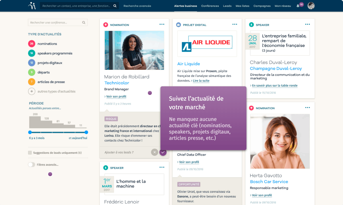 Les alertes business quotidiennes de Nomination