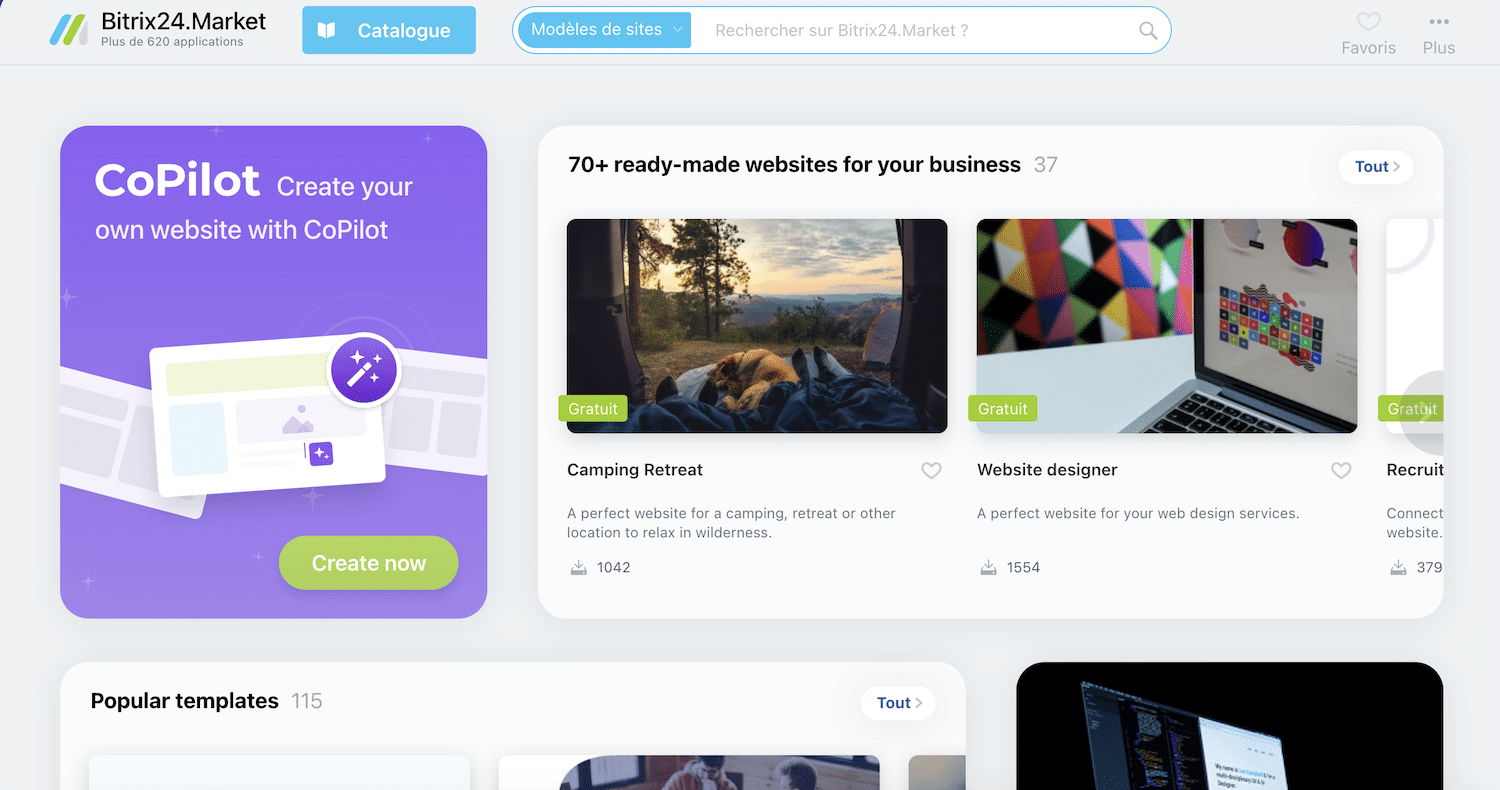 O construtor de sites do Bitrix24, por arrastar e soltar