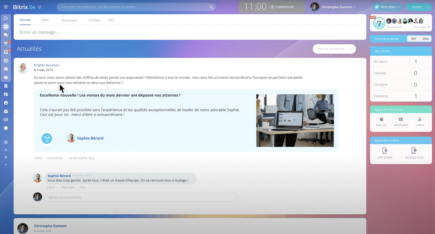 O fluxo de atividade e a mensageria interna do Bitrix24