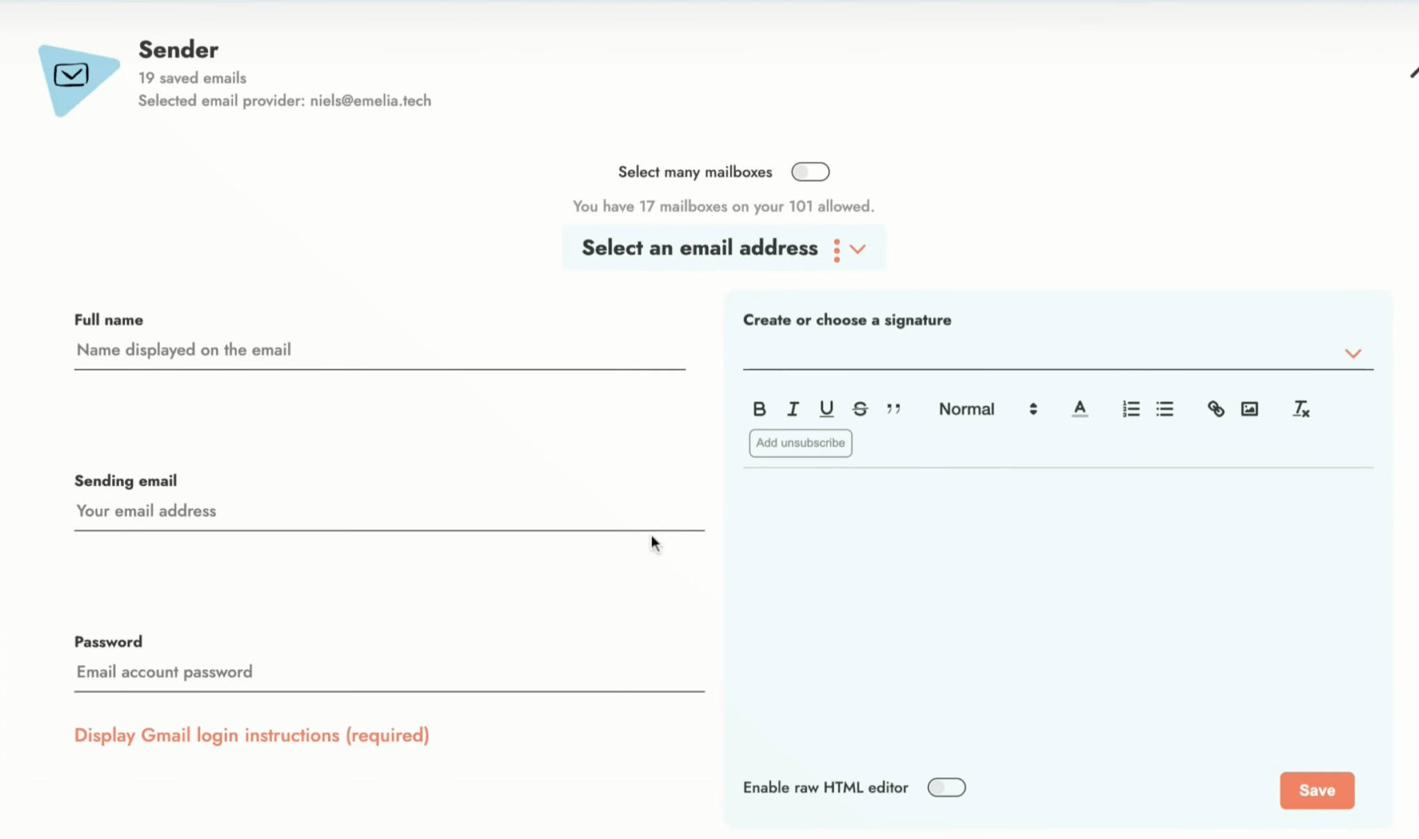 La gestion des expéditeurs dans Emelia