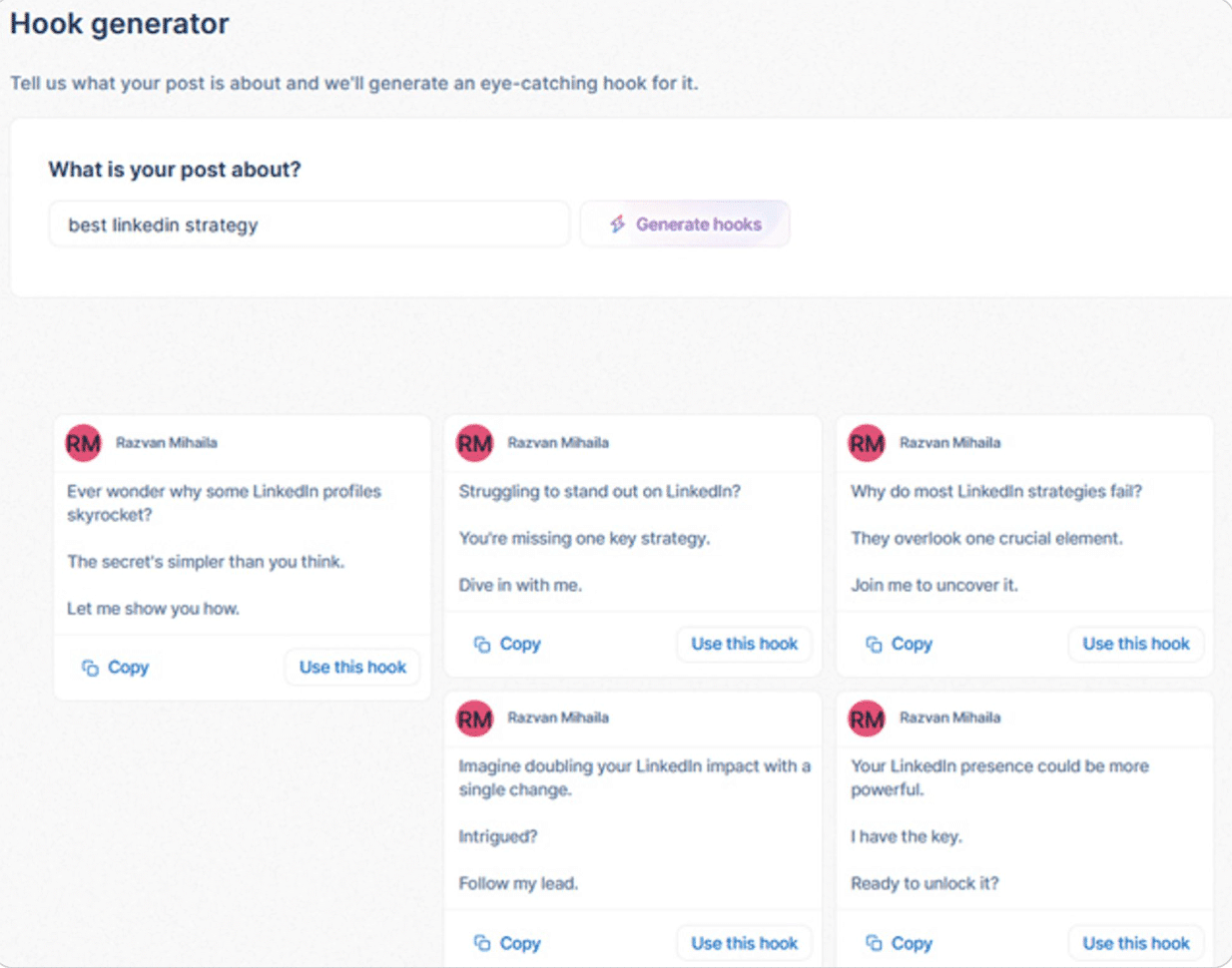 Taplio's hook generator