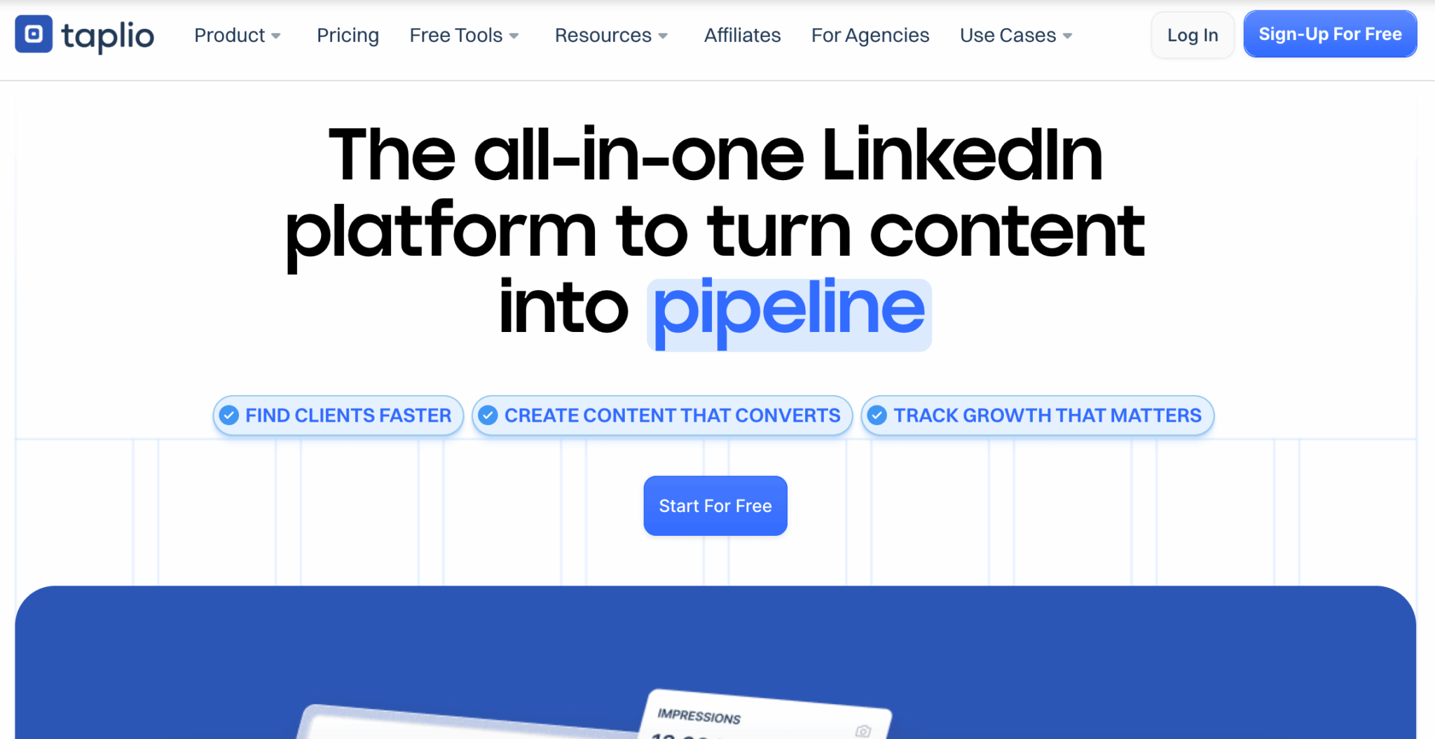 The Taplio home page