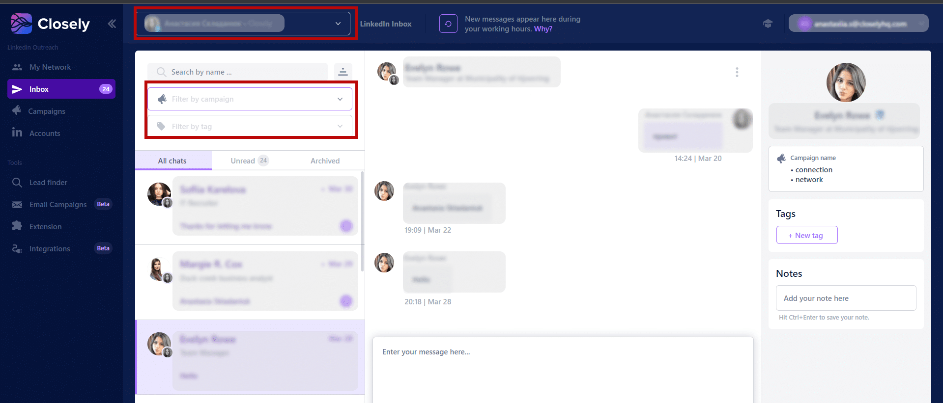 closely inbox hub
