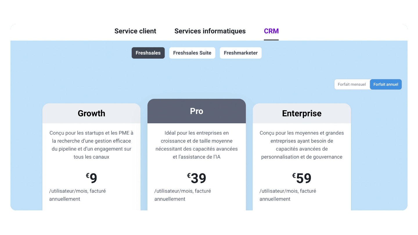 freshsales preços planos assinaturas