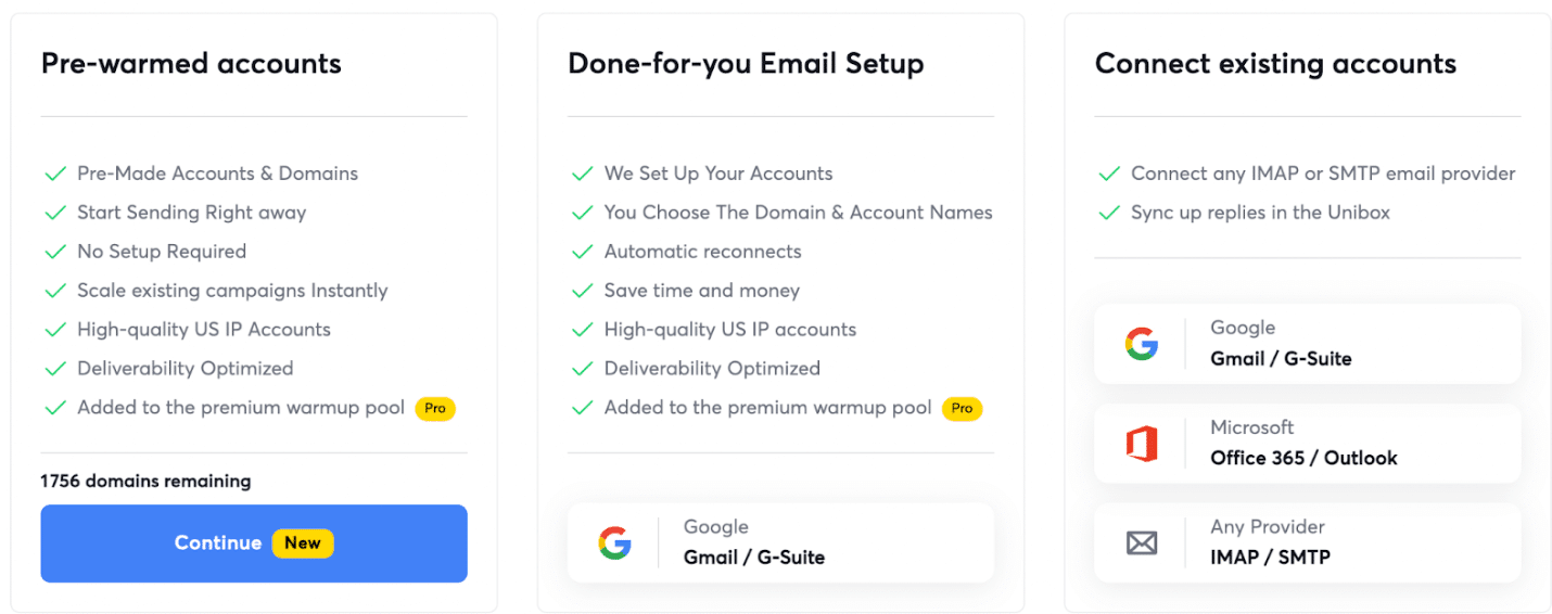La gestion des comptes d'envoi email dans Instantly