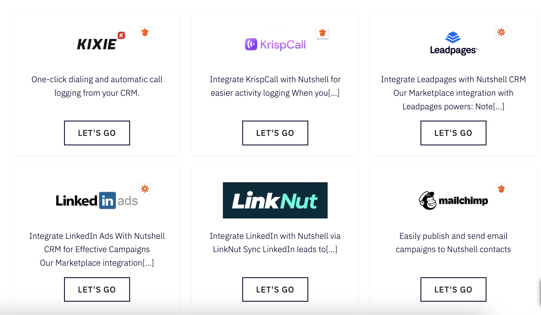 O marketplace de integrações do Nutshell