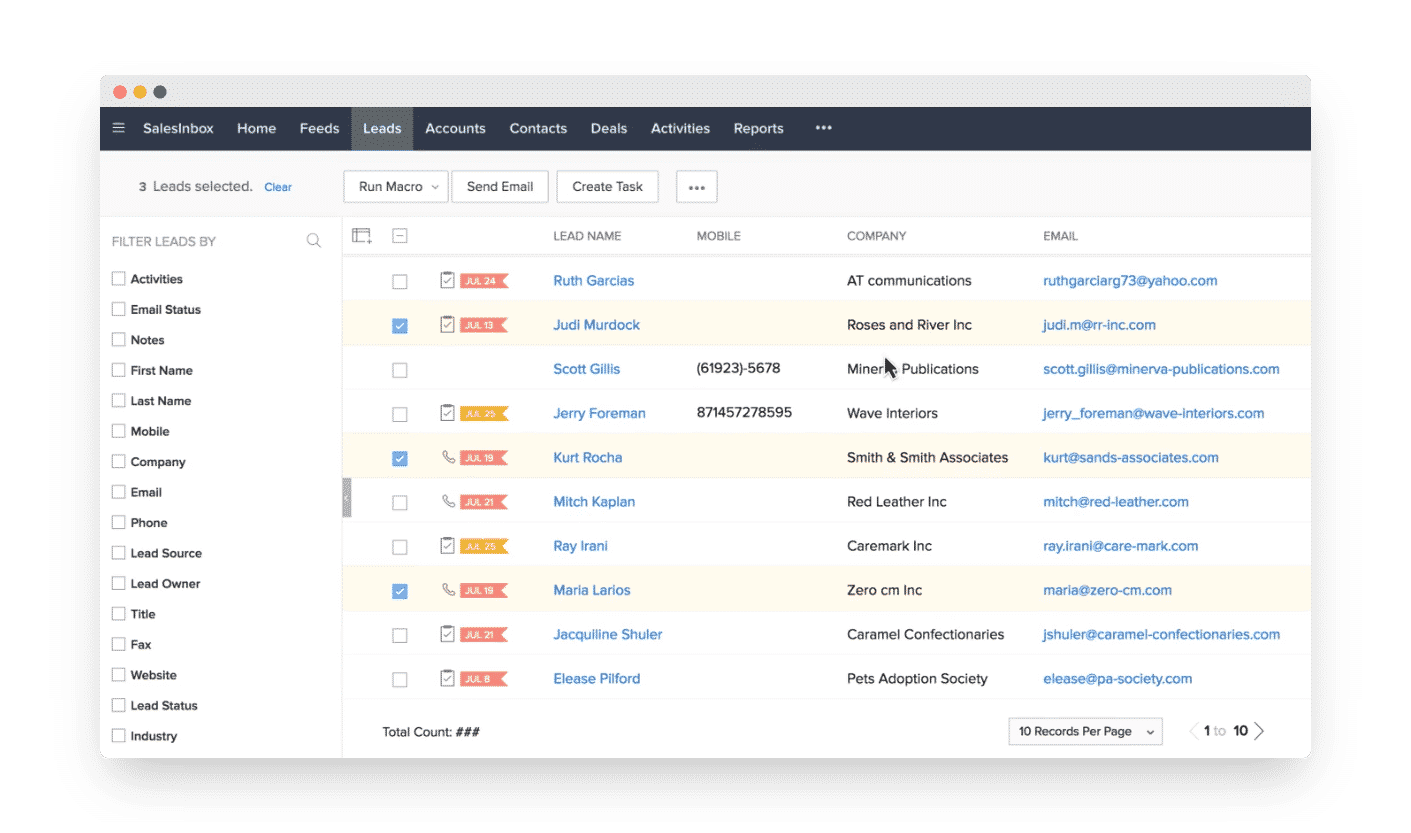 La bibliothèque de macros de Zoho CRM