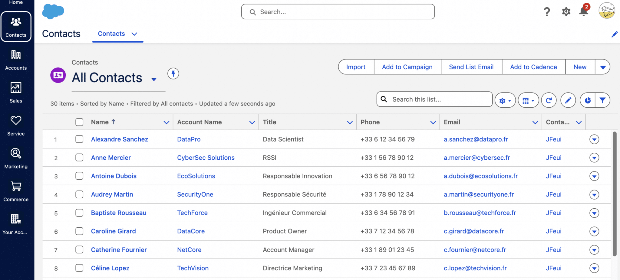 salesforce starter lista de contatos
