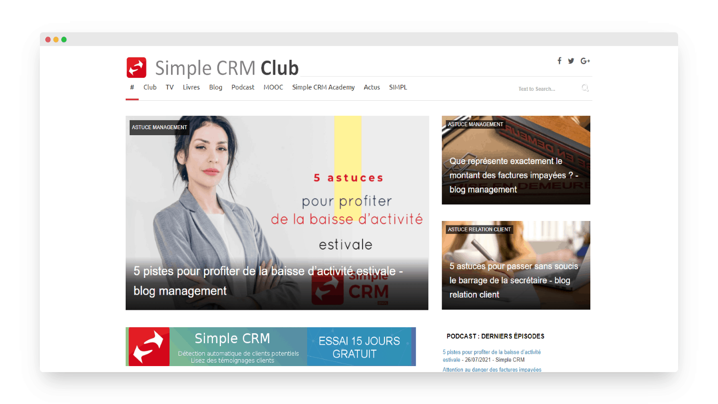 Recursos de ajuda do Simple CRM: club, MOOCs e artigos de acompanhamento das novidades