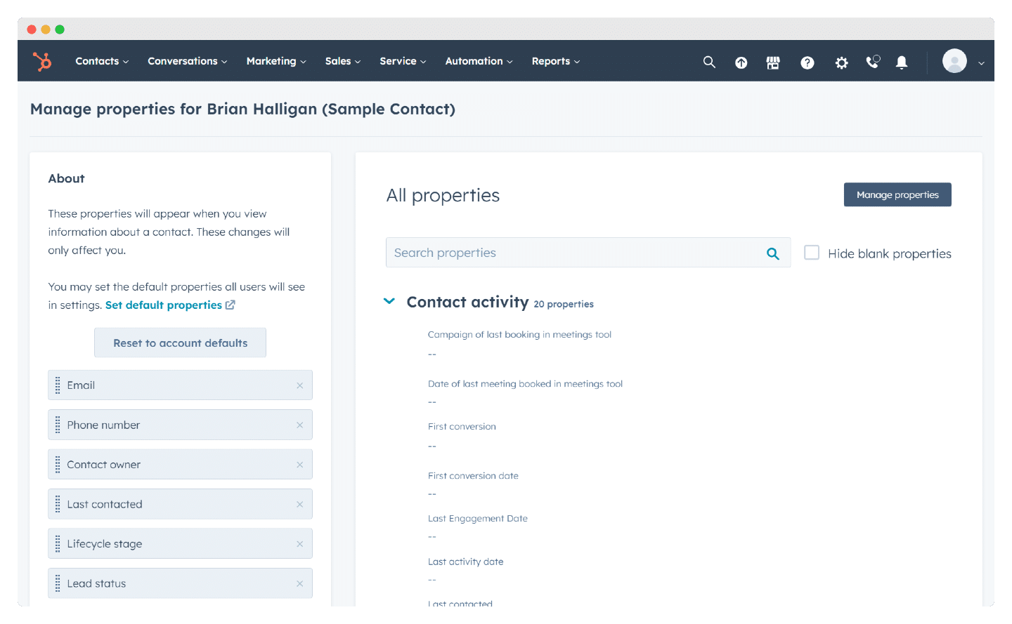 Une fiche contact HubSpot CRM enrichie automatiquement à partir de la base de 20 millions d'entreprises