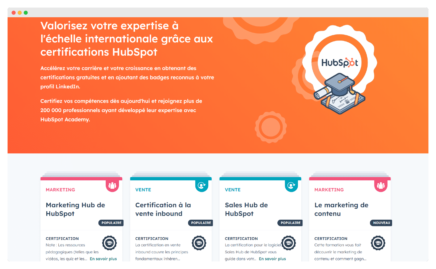 Le parcours de certification de la HubSpot Academy