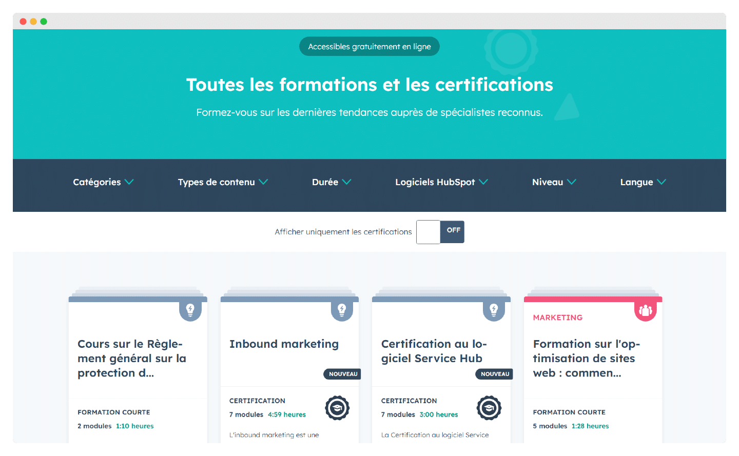 Les ressources d'implémentation proposées par HubSpot