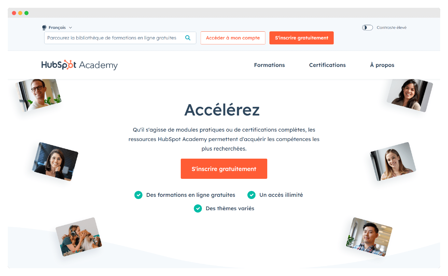 Le catalogue de formations de la HubSpot Academy