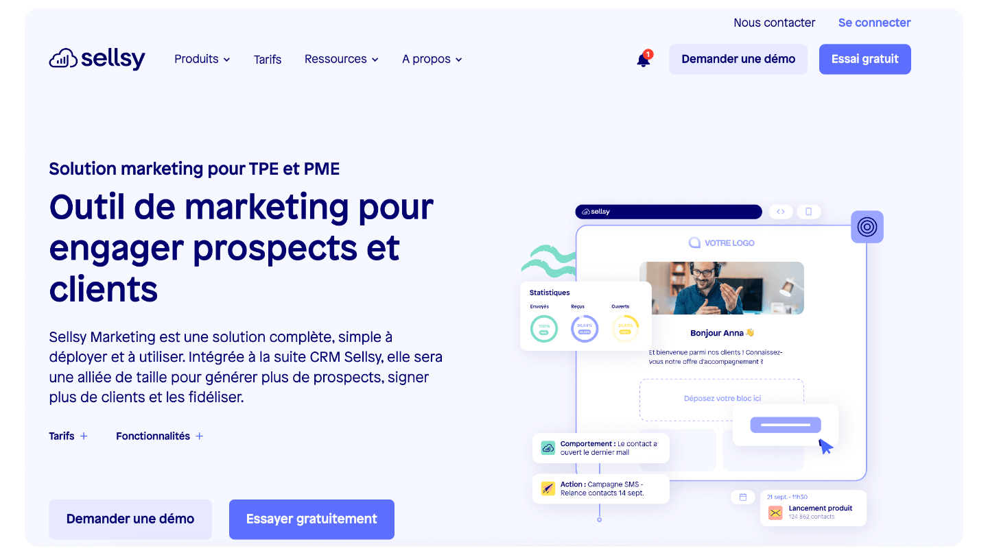 Le module marketing de Sellsy avec ses campagnes email et SMS