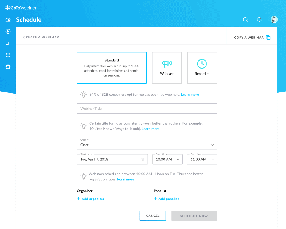 GoToWebinar configuration