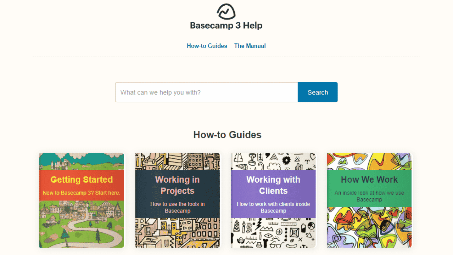 La page de support client de Basecamp