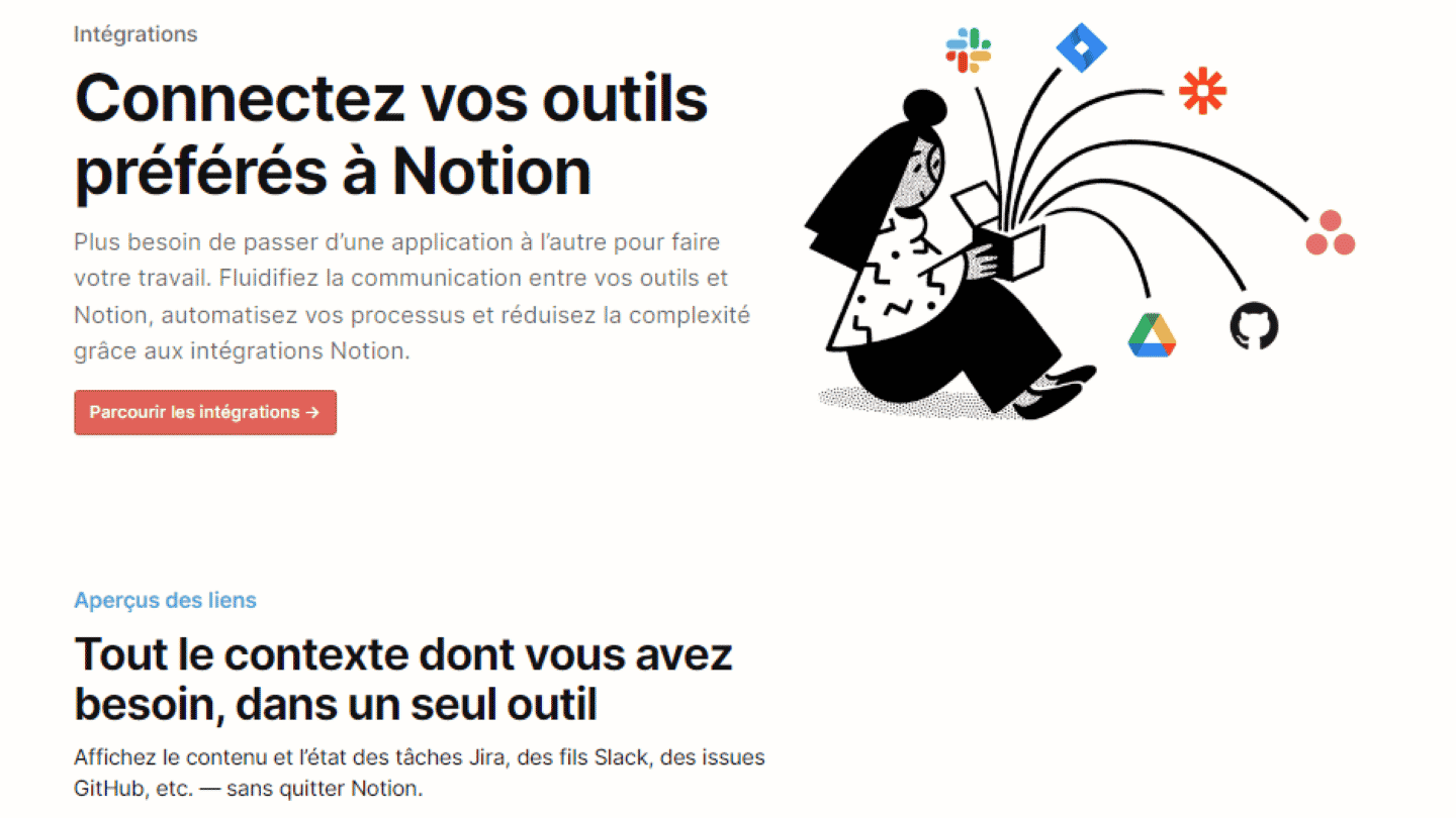 La marketplace d'intégrations de Notion