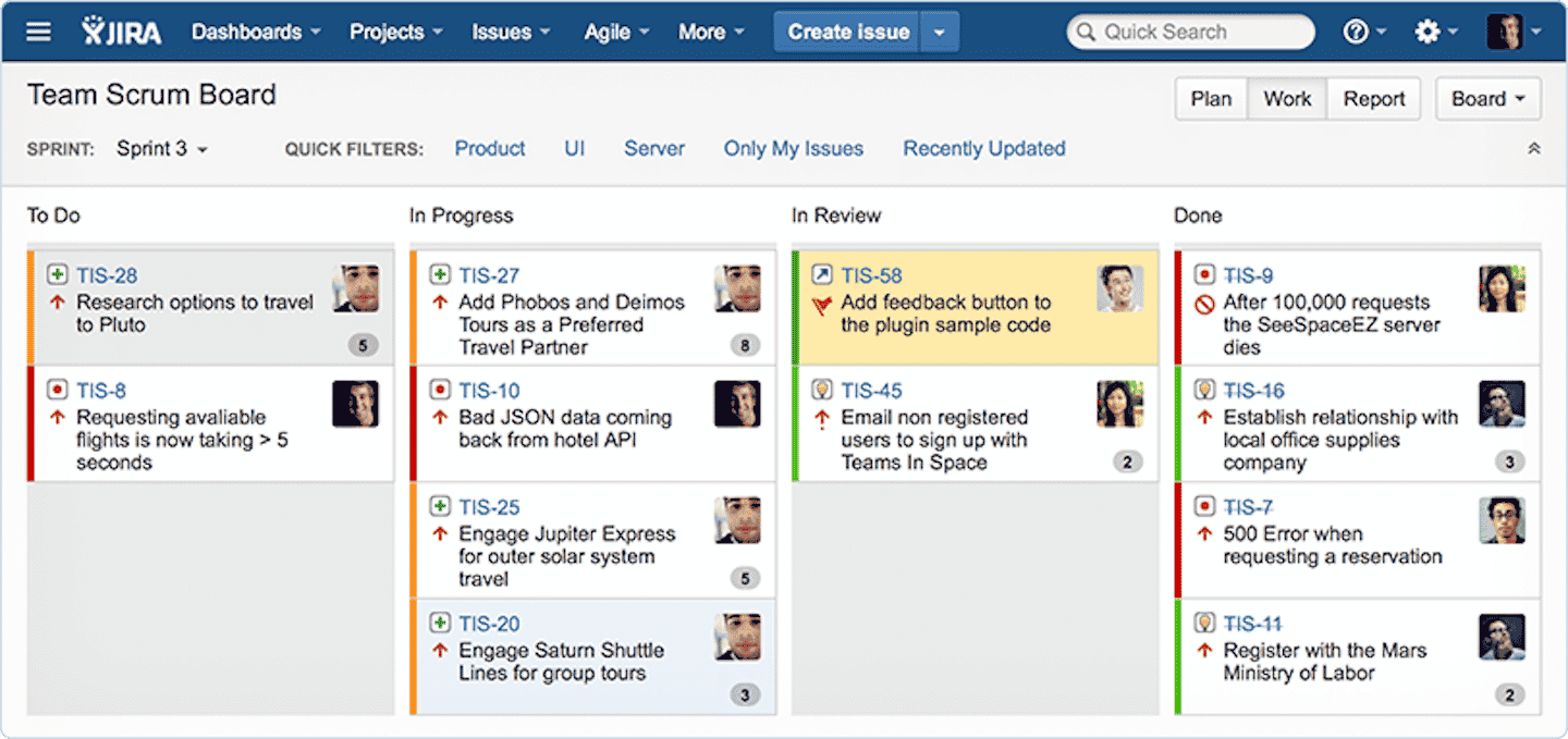Un tableau Kanban dans Jira