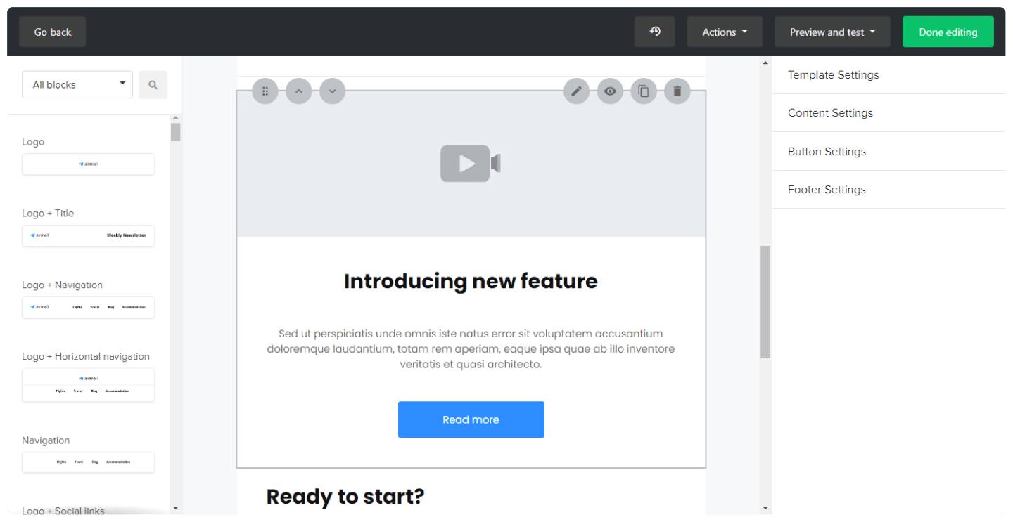 Insertion d'une vidéo YouTube dans un email MailerLite