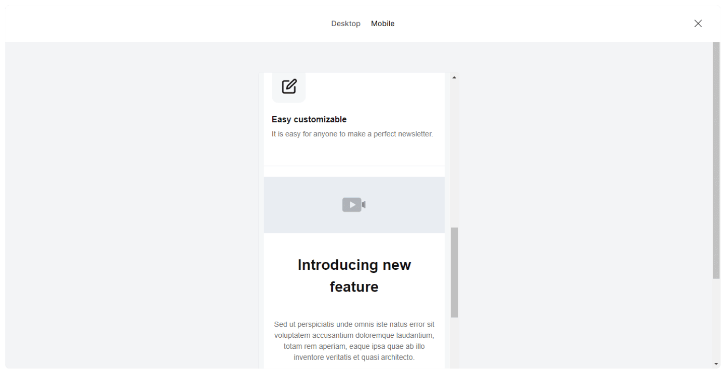 Aperçu mobile d'un email dans MailerLite