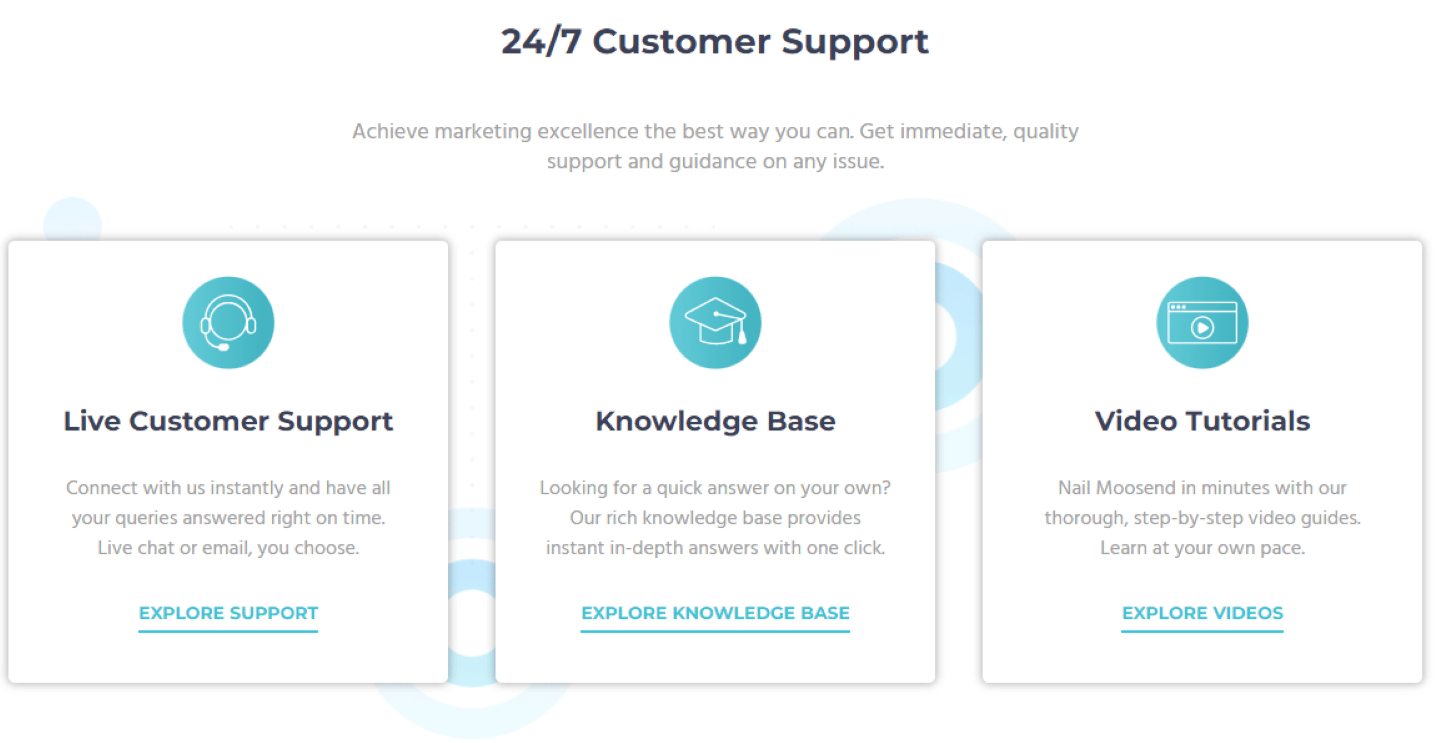 Page des webinars et tutoriels vidéo de Moosend