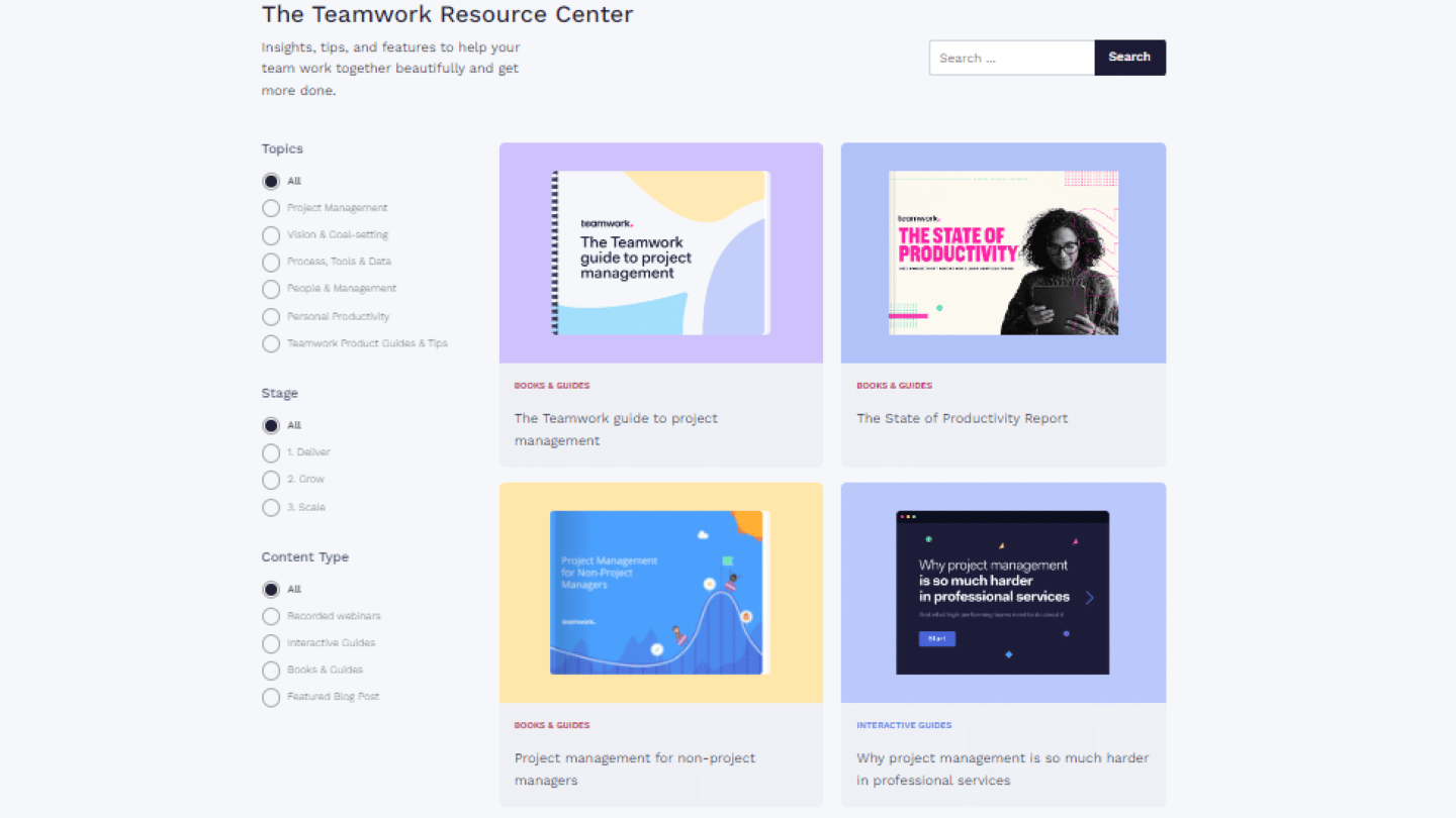 Le centre de ressources de Teamwork