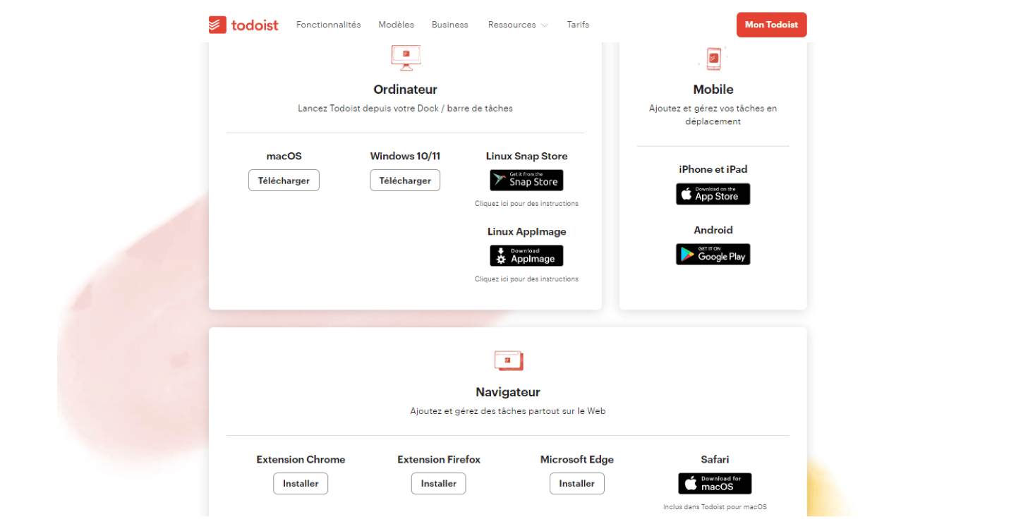 Les applications Todoist sur les différentes plateformes