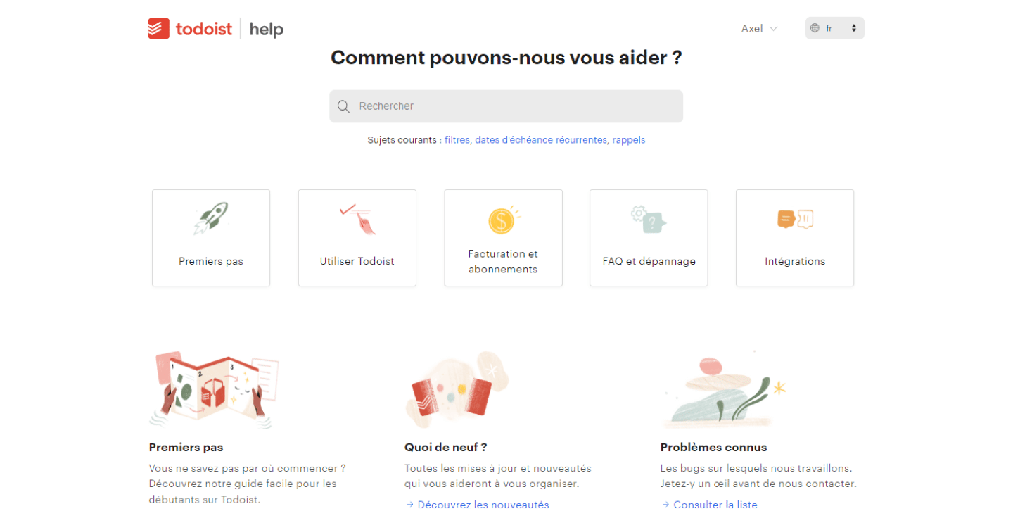 Le centre d'aide de Todoist