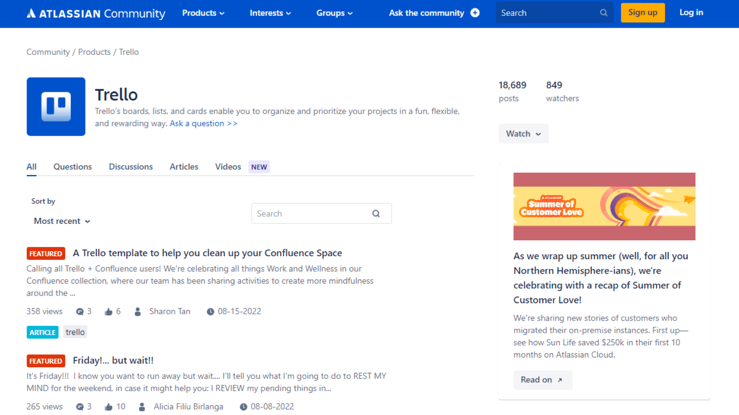 La communauté d'utilisateurs Trello