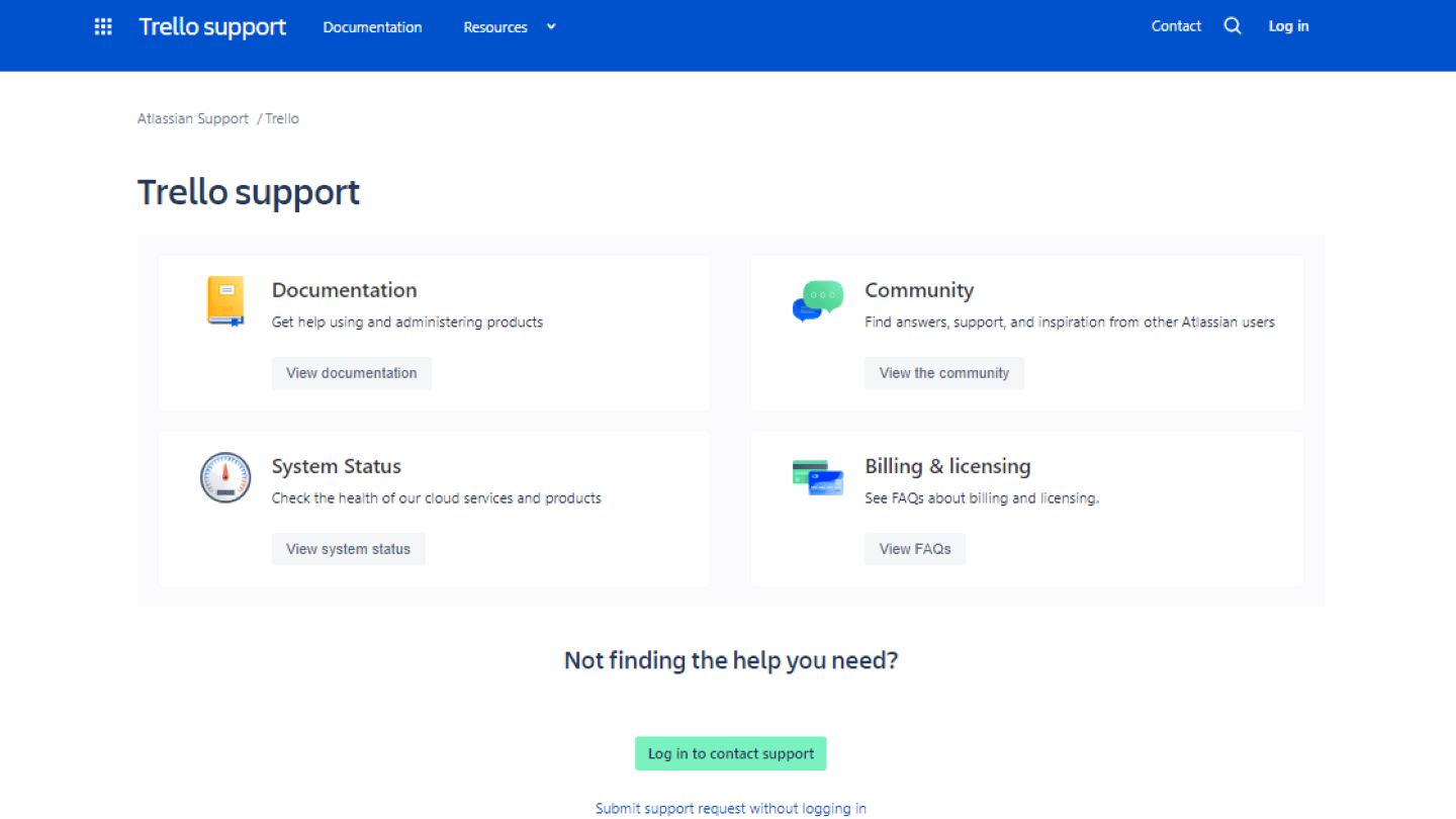 Le centre de support de Trello