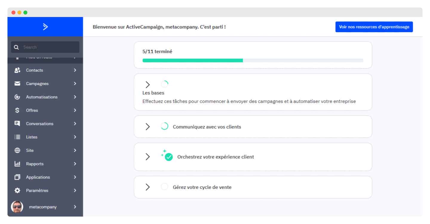 Aide à l'installation proposée par ActiveCampaign