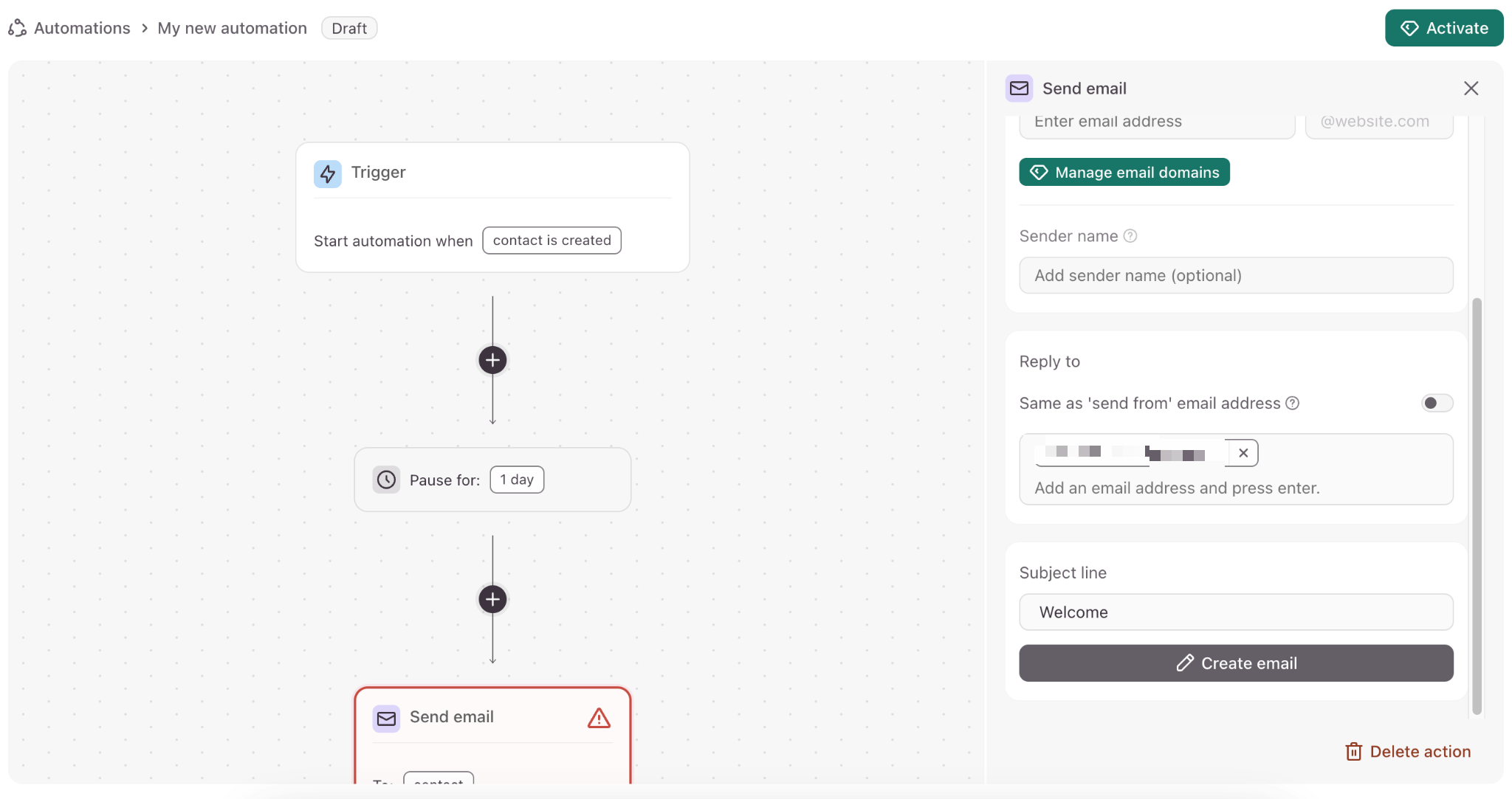 Canvas d'automatisation du Workflow Builder de Typeform