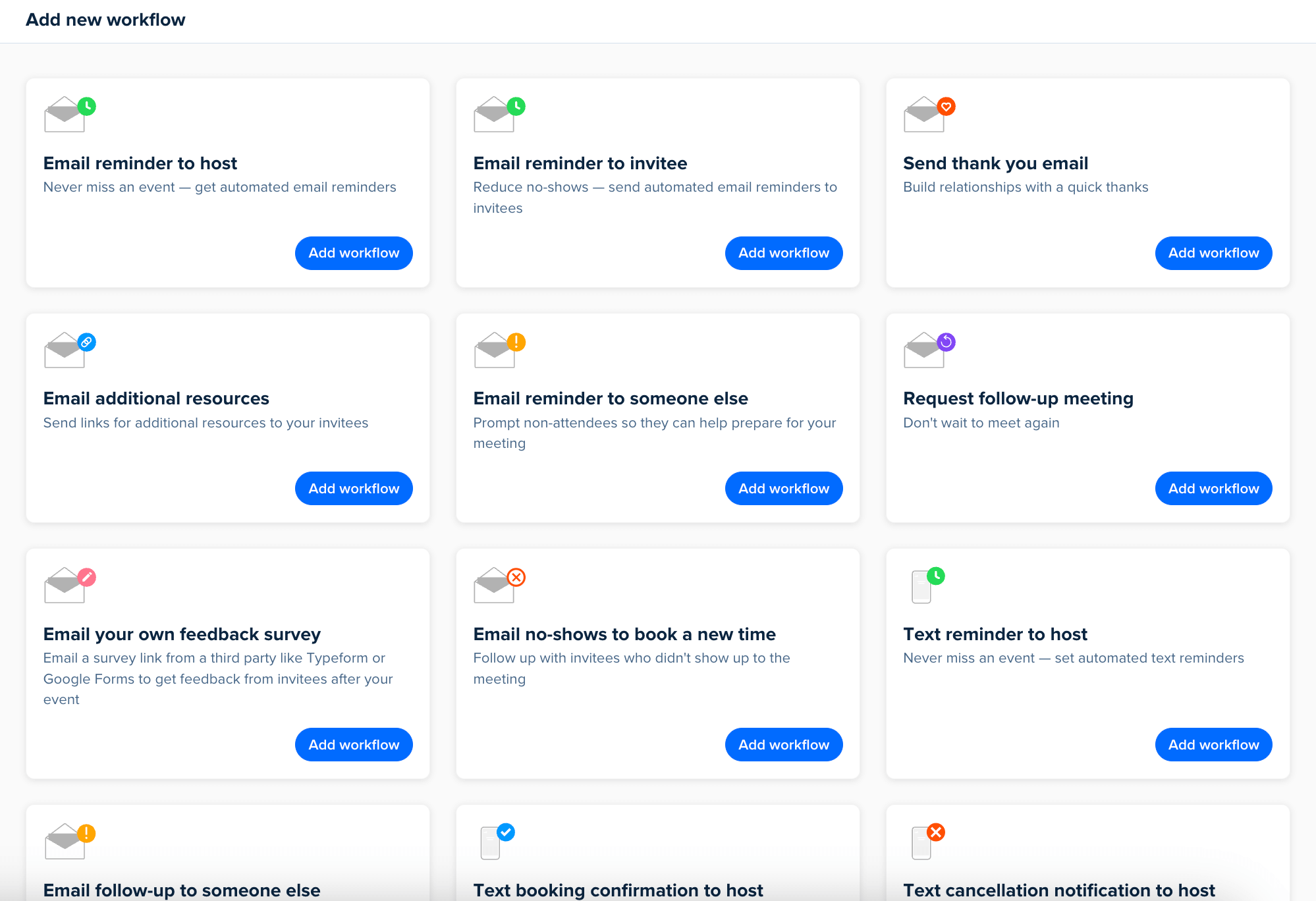 Bibliothèque de workflows Calendly
