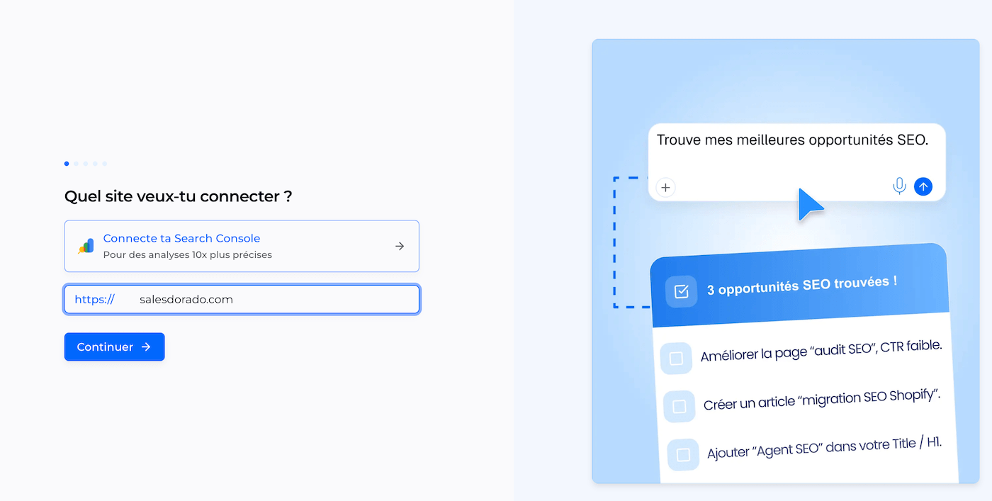 L'onboarding de ChatSEO