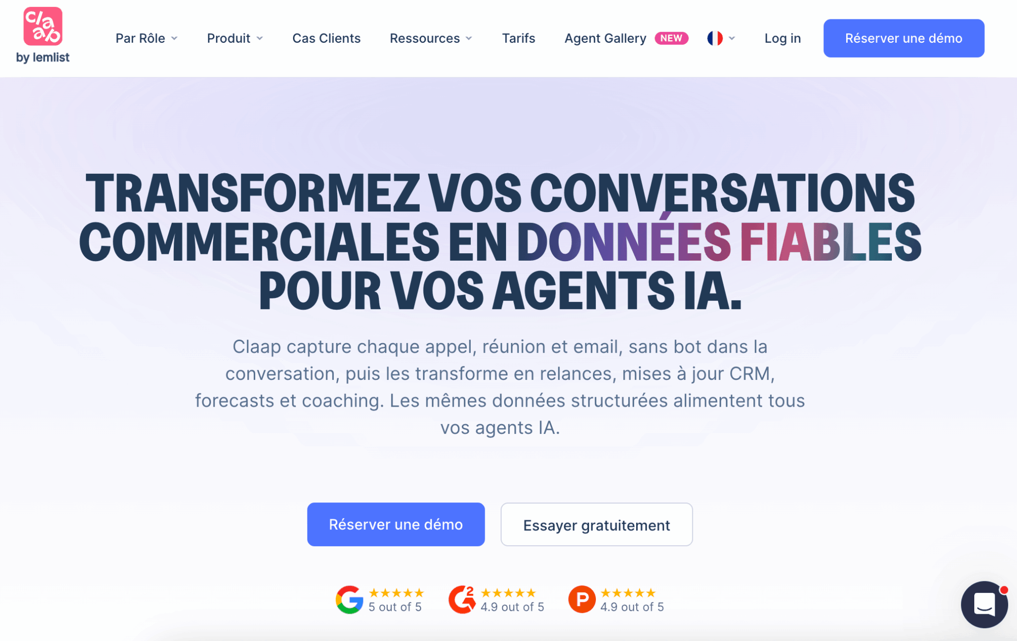 La page d'accueil de Claap