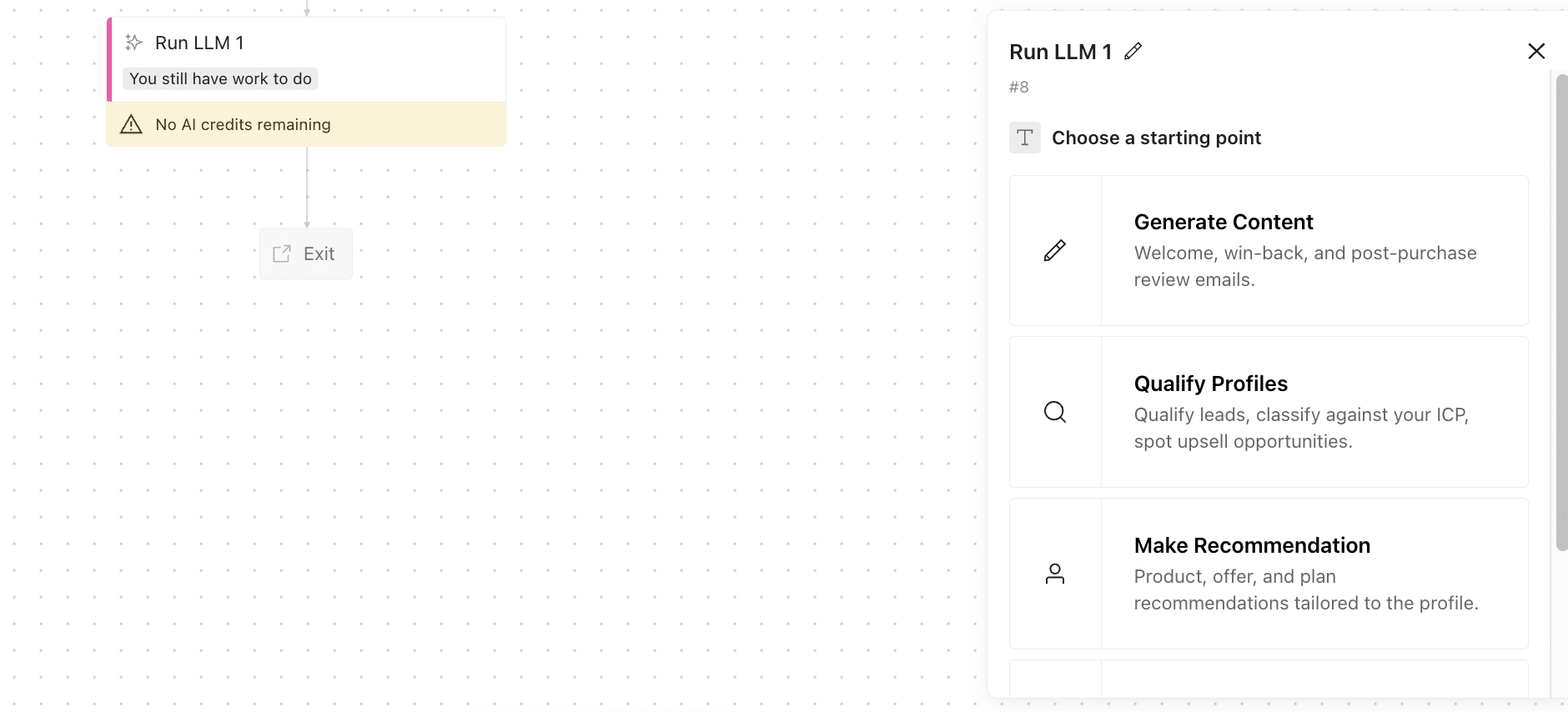 Étape d'appel à un modèle de langage dans un parcours Customer.io