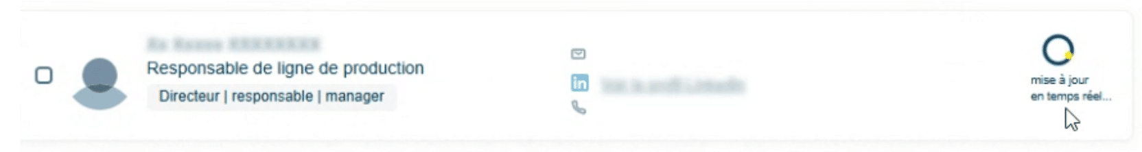 Un contact dont les coordonnées se mettent à jour à l'affichage dans Decidento