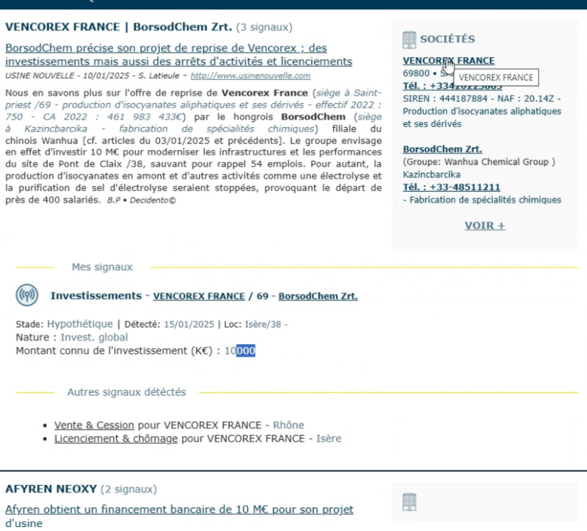 Le paramétrage d'une lettre d'information de veille dans Decidento