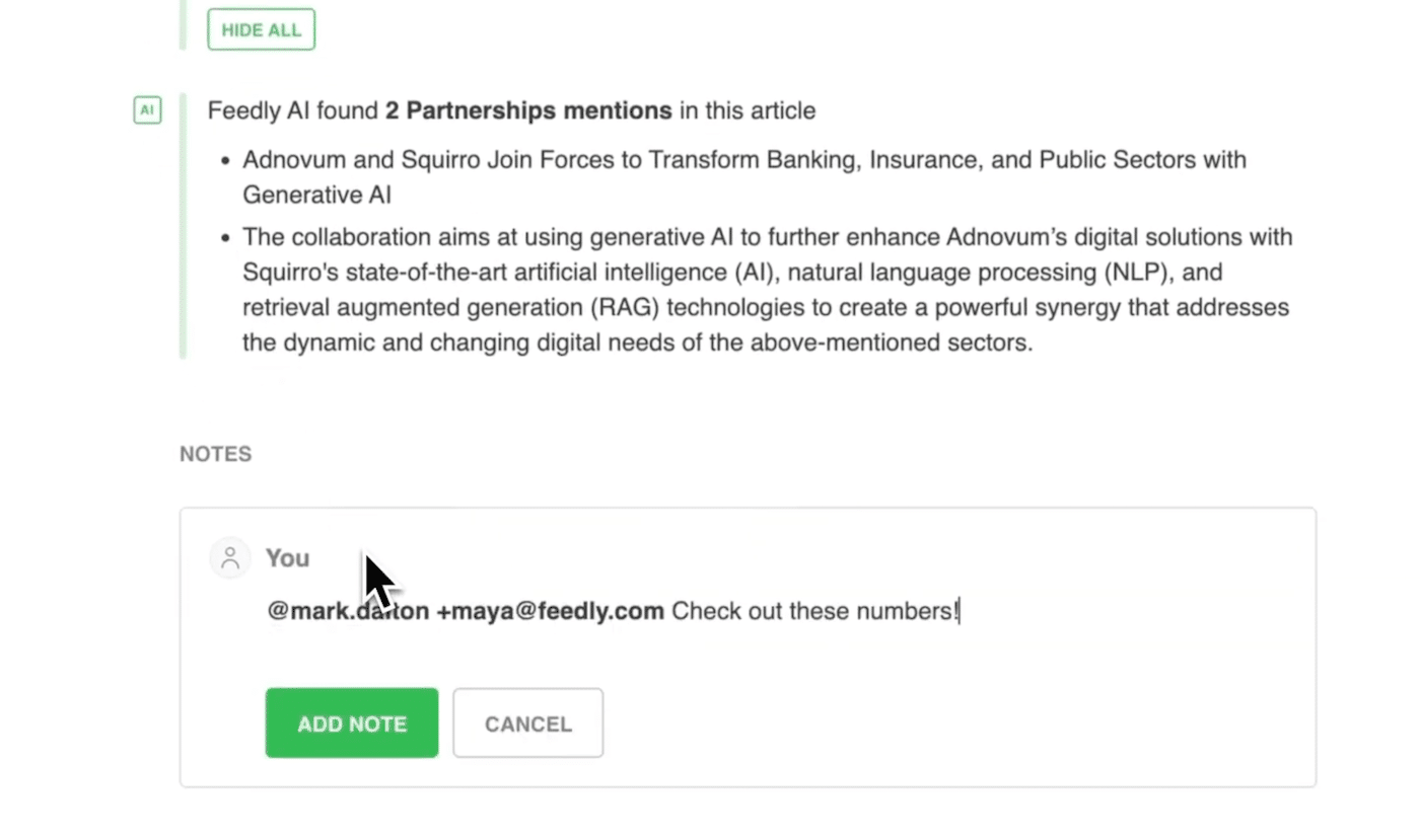Configuring a monitoring AI Feed in Feedly Market Intelligence