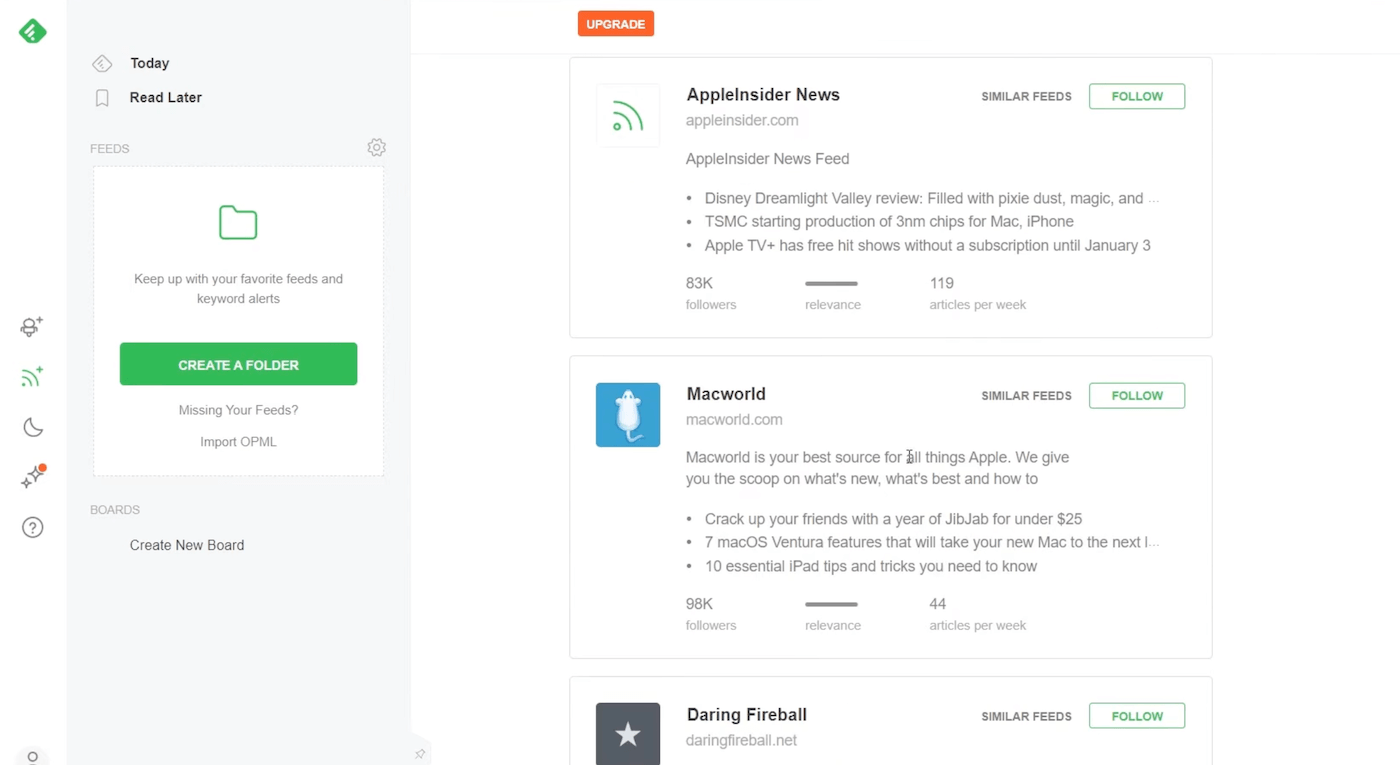 Reading an article in Feedly News Reader