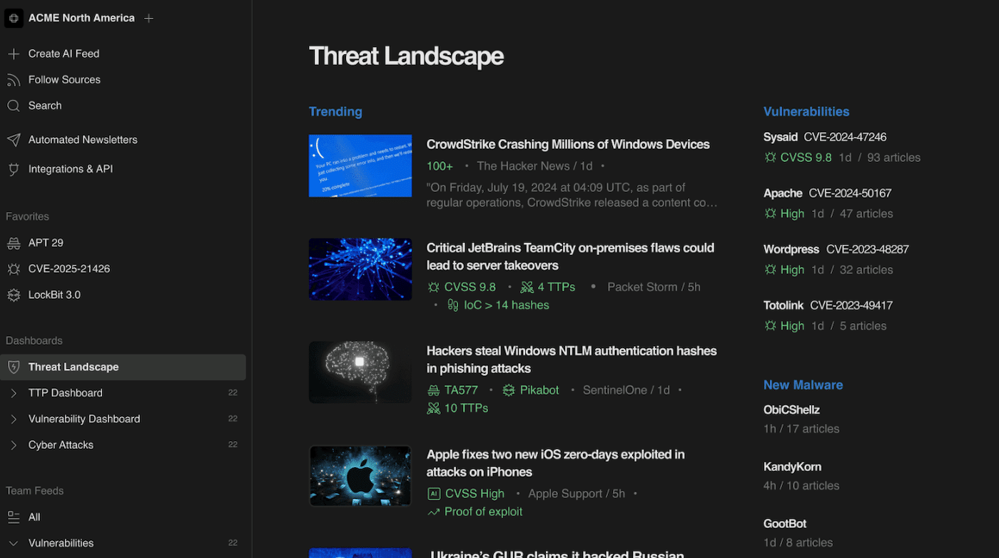 An AI Feed dedicated to vulnerabilities in Feedly Threat Intelligence