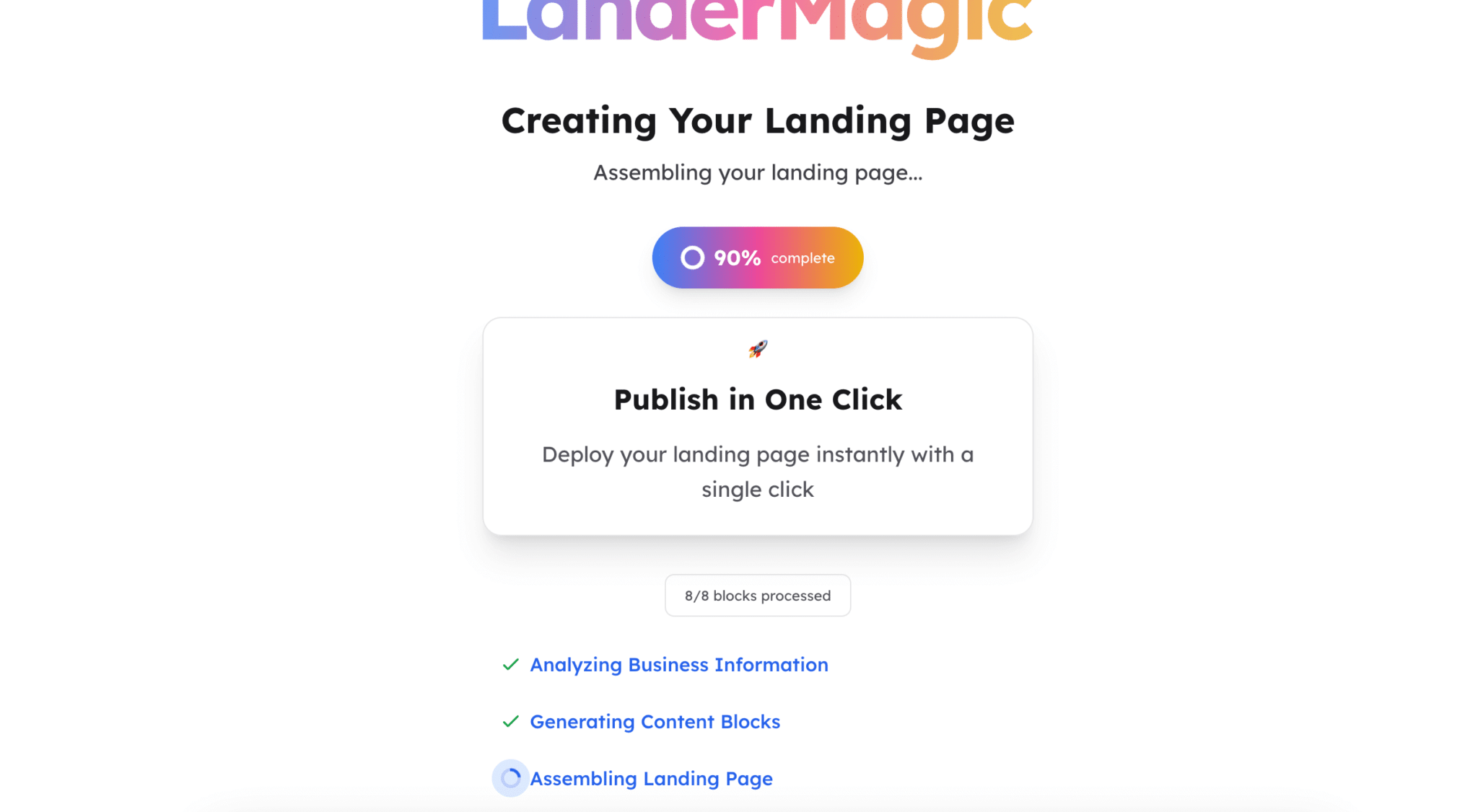 La génération d'une landing page par LanderMagic