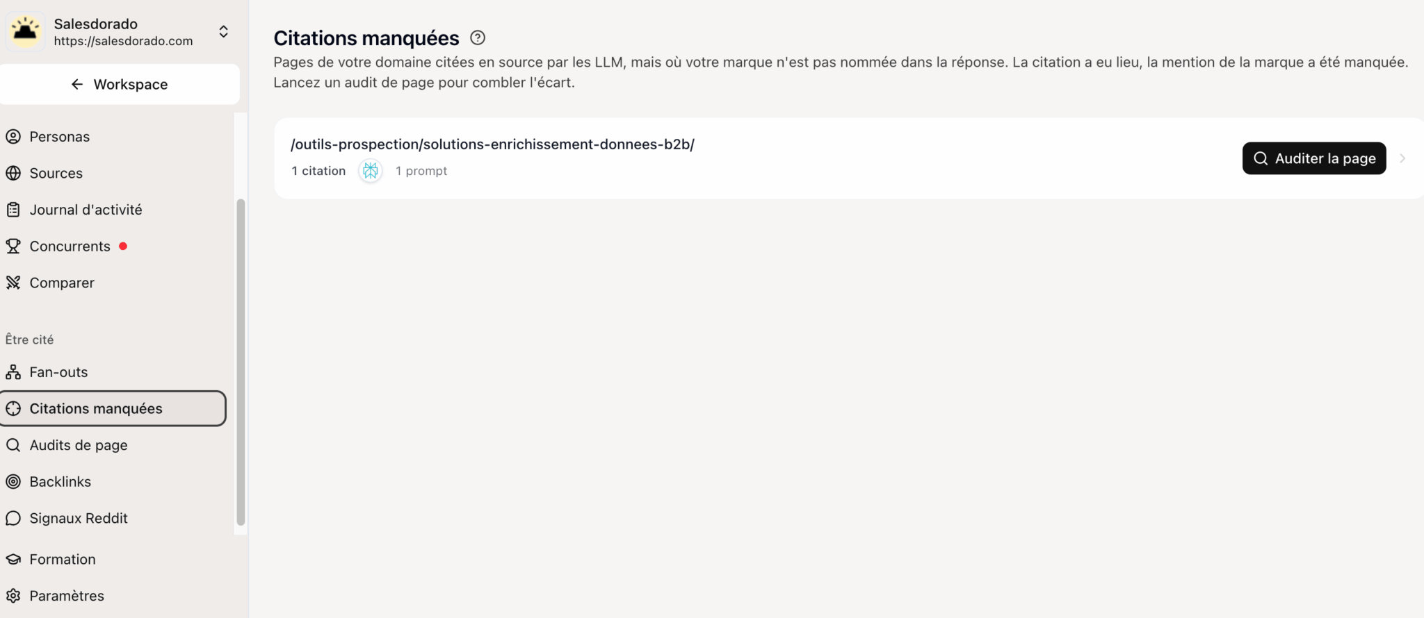 El informe de citas perdidas en Mentionable