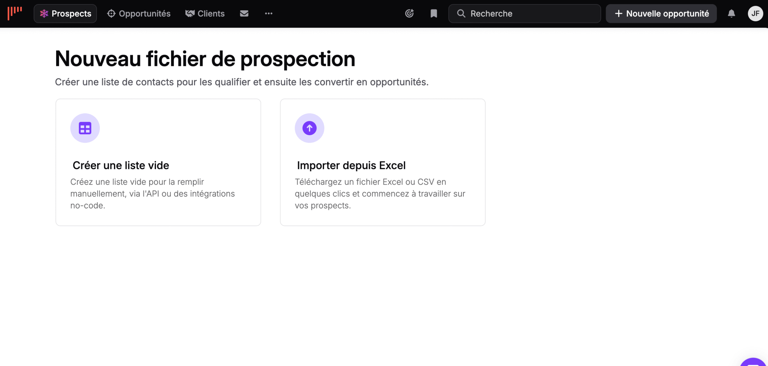 Création d'un fichier de prospection dans noCRM